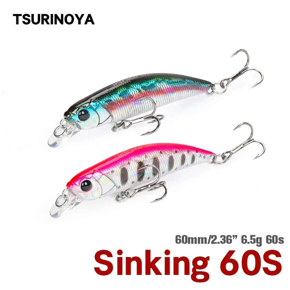 TSURINOYA 60S hundimiento Minnow señuelo de pesca nuevo modelo INTRUDER 60mm 6,5g cebos duros artificiales trucha Pike Bass Jerkbait Wobbler - imagen 3