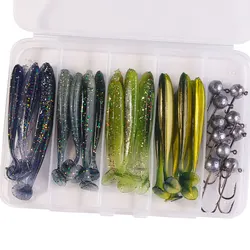 Kit Señuelos Blandos con Jig Head y Anzuelos para Pesca