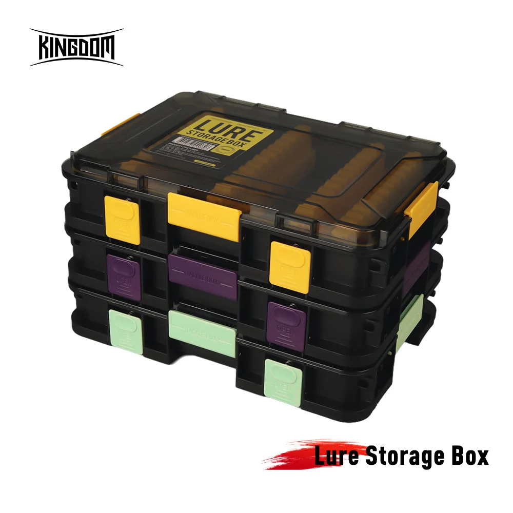 Kingdom-caja de almacenamiento de aparejos de señuelo de pesca, 27x16x5cm, almacenamiento clasificado, palo antiarañazos, cebo vib, caja de accesorios de pesca - imagen 2