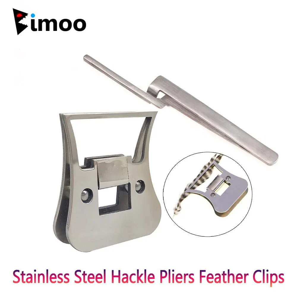 Alicates de Hackle Bimoo – Acero inoxidable para atado de moscas