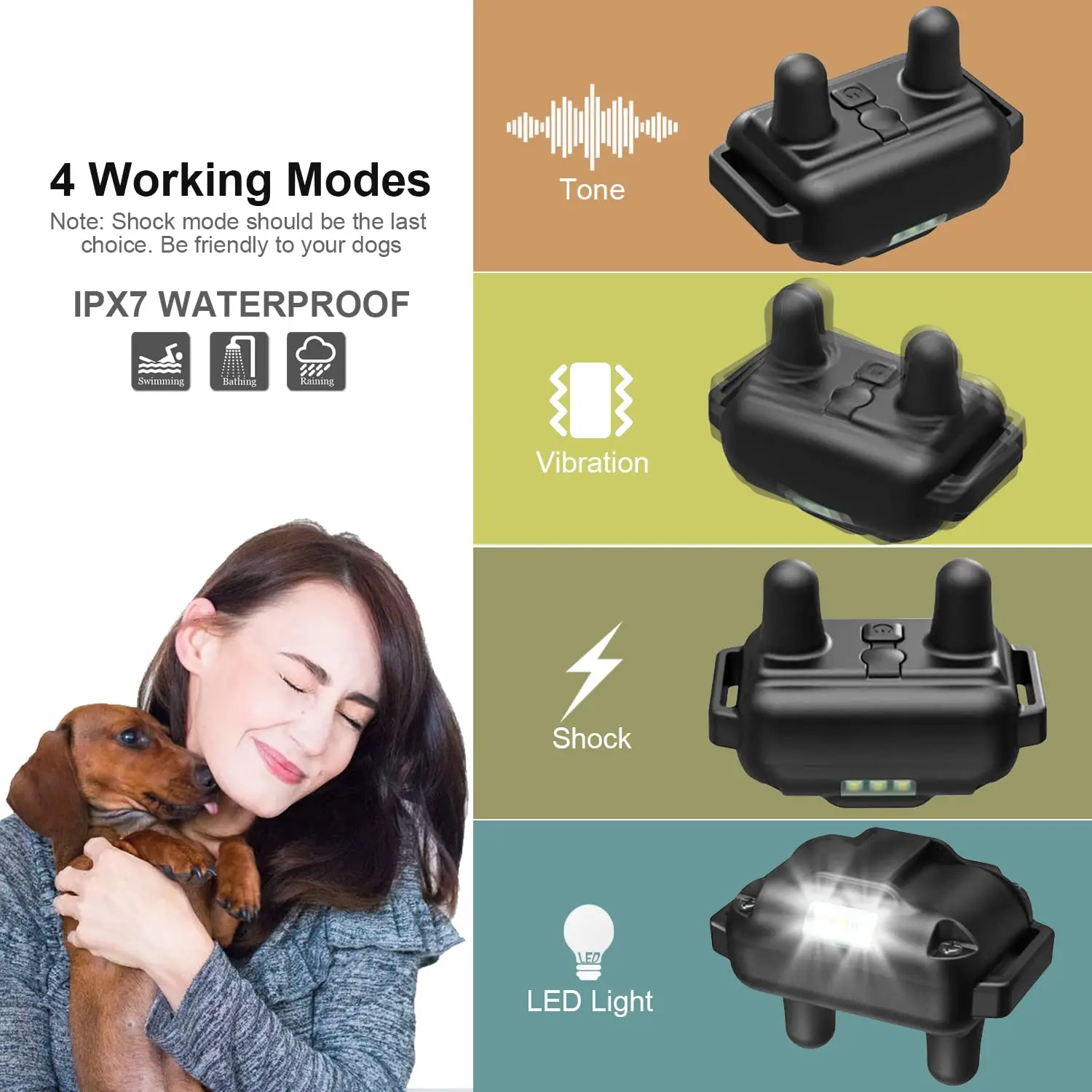 Collar inteligente para perros, Collar de entrenamiento para perros con control remoto, innovador, actualizado, resistente al agua IPX7, Collar eléctrico con 3 modos de entrenamiento - imagen 3