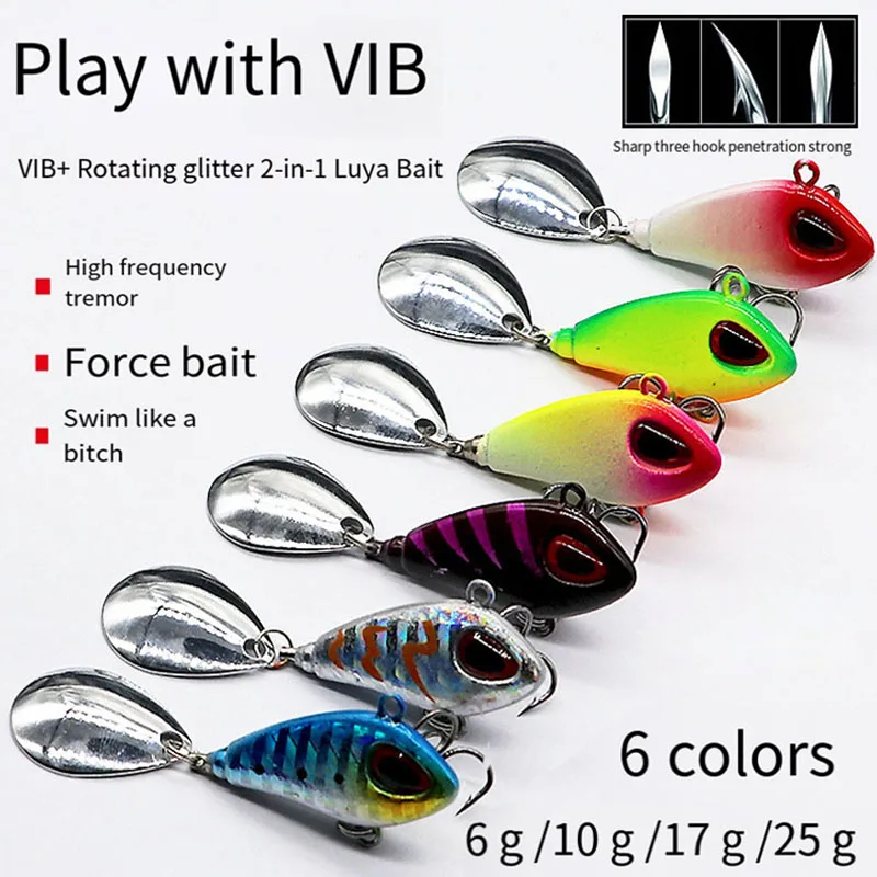 Mini señuelo de pesca de Metal VIB con cuchara, 6G, 10g, 17g, 25g, 2cm, aparejos de pesca, Pin Crankbait, vibración, Spinner, hundimiento, cebo Artificial - imagen 3