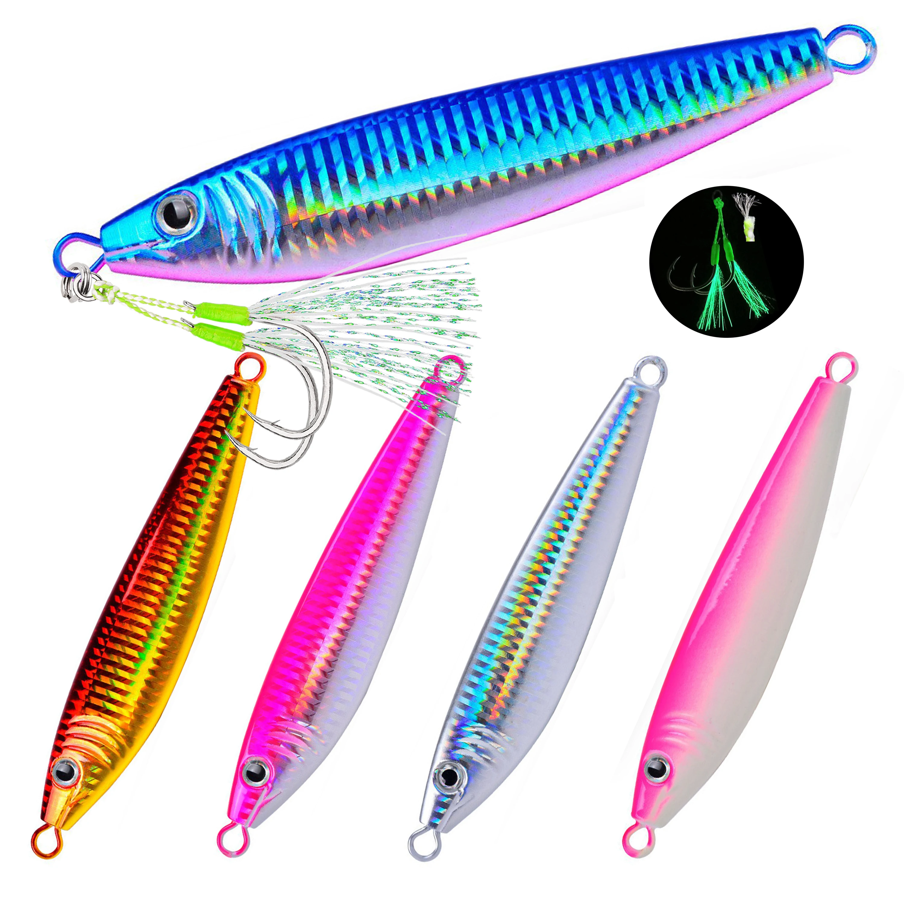 Jig Metálico Caída Rápida forma S – Luminoso para Aguas Profundas