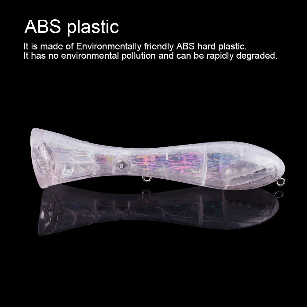 Hanlin-SEÑUELOS DE pesca de atún sin pintar, Popper grande en blanco, de plástico duro holográfico, aparejos de cebo Artificial, 20cm/100g - imagen 5