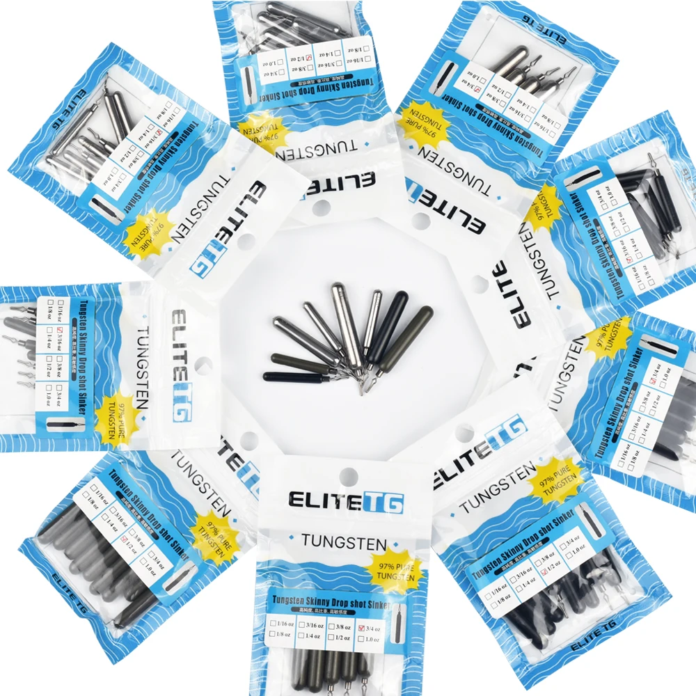 Elite TG 10 Uds plomo de pesca flaco tiro de caída peso 1/16OZ-1OZ anzuelos de pesca bagre accesorios de pesca de lubina - imagen 2