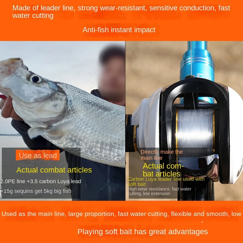 Línea de pesca con revestimiento de fluorocarbono, 100M, 0,10mm-0,50mm, 2KG-23,8 KG, línea de guía de fibra de carbono, línea de hundimiento de alambre de señuelo - imagen 5