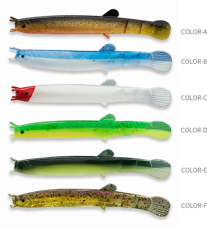 Señuelos de Pesca con cabeza de serpiente suave, 6 uds., 10cm, 8,5 cm, silicona Artificial, pez suelto, Swimbait, Anguila, gusanos, señuelos para Pesca de lubina - imagen 4