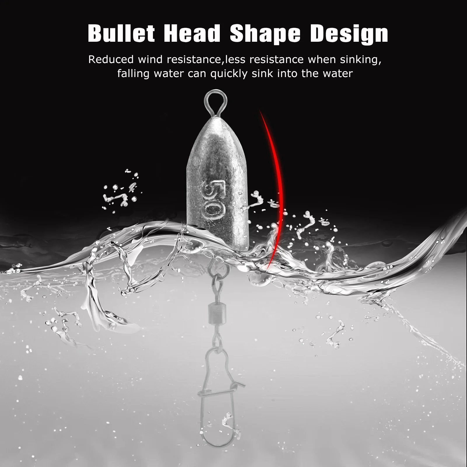 Goture-PESAS de pesca de hoja de plomo/tiro de gota con broche giratorio, aparejos de pesca, accesorios de señuelo de plomo para pesca de fundición - imagen 5