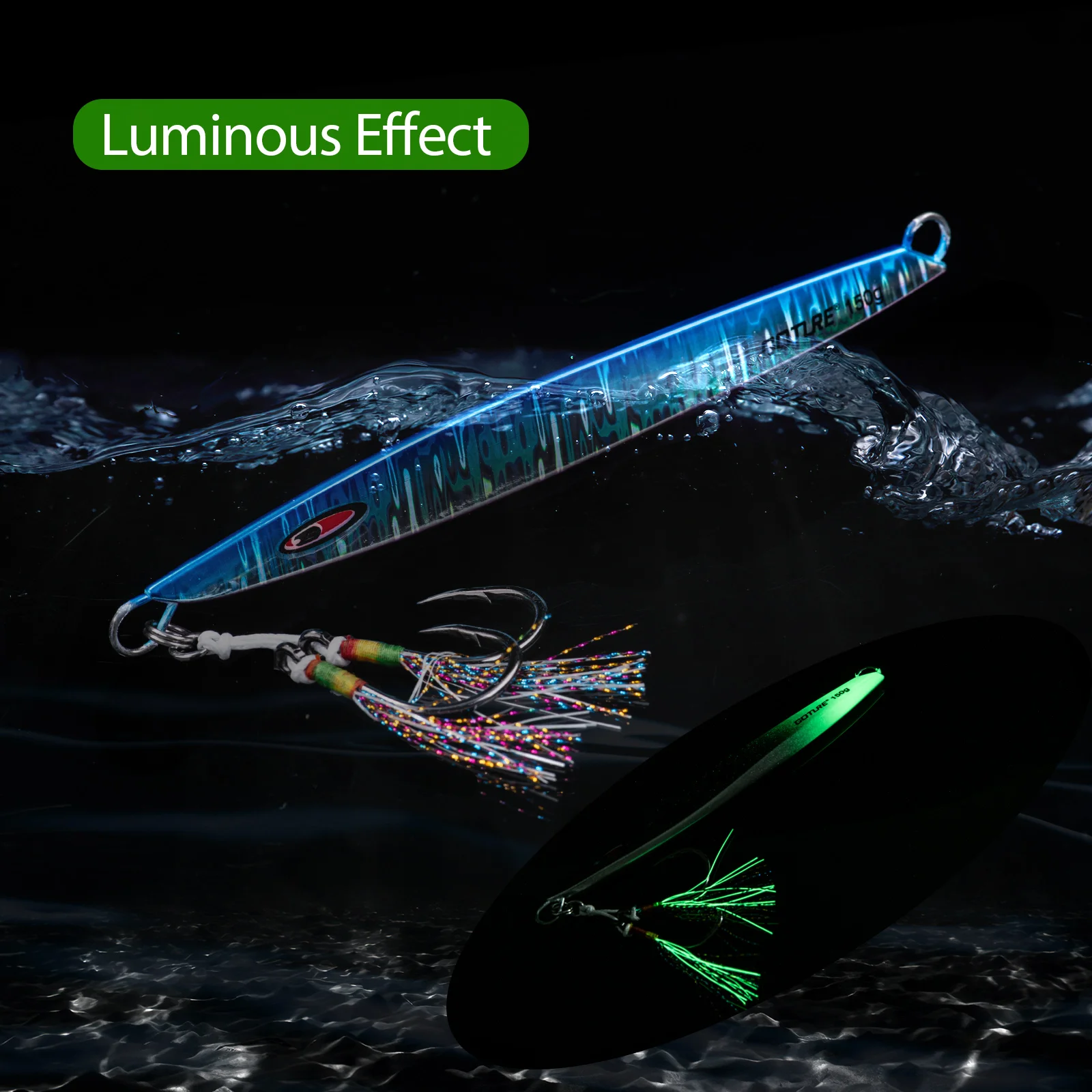 Experimente el encanto luminoso de este señuelo de pesca con su vibrante brillo y diseño intrincado