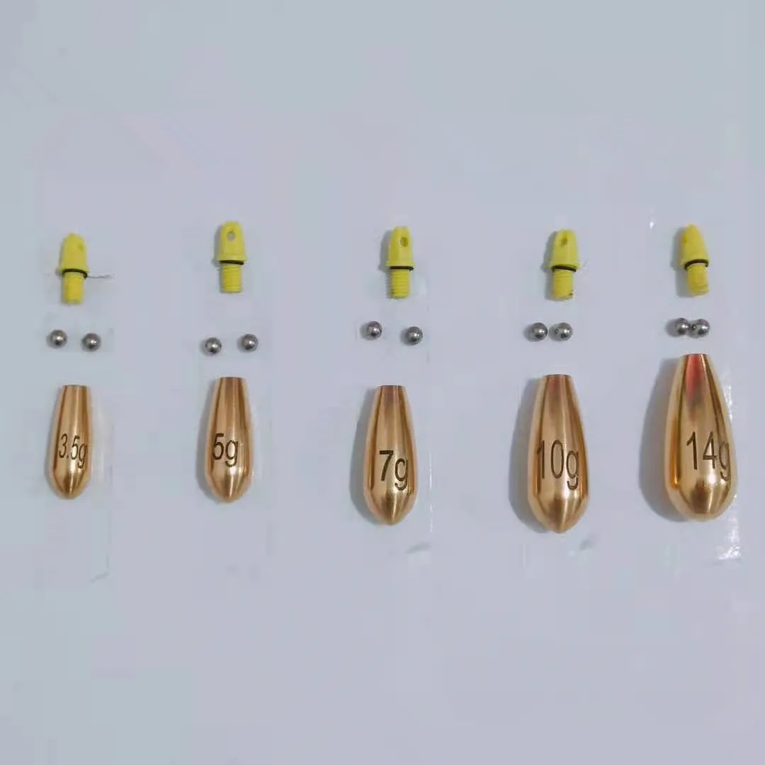 Bolas ruidosas, plomo de cobre hacia abajo, accesorios para aparejos de pesca, aparejo Texas, plomo de peso de 3,5g-14g, lote de 5 piezas en oferta - imagen 3