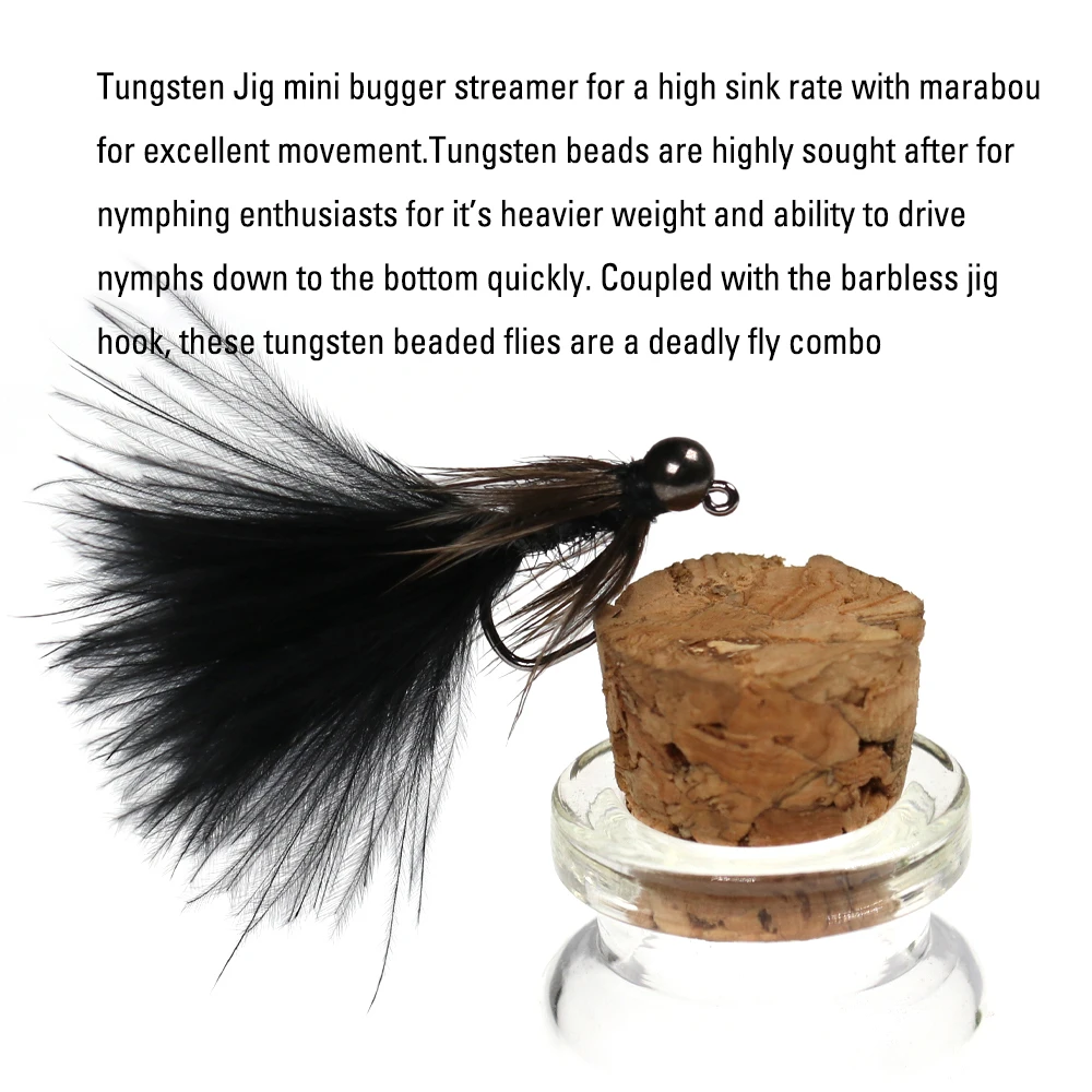 ICERIO-señuelo de pesca de tungsteno, 8 piezas, 12 #, Wooly Beadhead, Streamer, Fly Barbless Jig Hook, trucha Steelhead - imagen 4