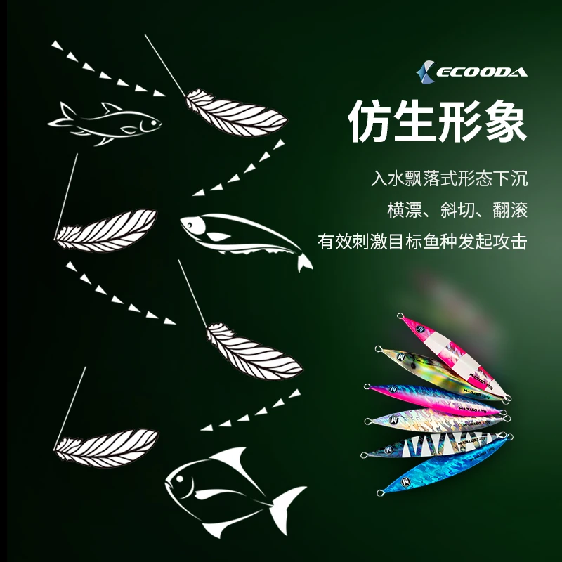 ECOODA-señuelo de pesca Artificial de Metal, cebo luminoso de plomo en alta mar, 60g, 80g, 2022g, 120g, 160g, 200g, 360g - imagen 3