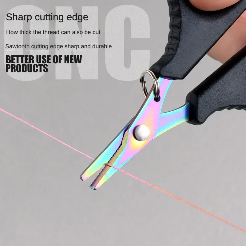 Luya-Tijeras PeLine de acero inoxidable, tijera de pesca chapada en titanio, hebilla de extracción, juego de tijeras de línea de pescado, herramientas de pesca Luya - imagen 5