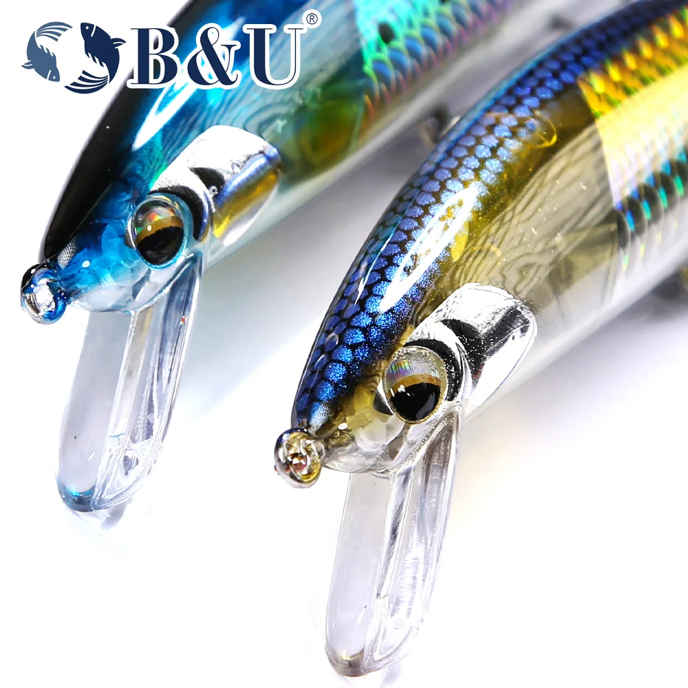 B & U peso pesado Minnow hundimiento Jerkbait señuelo de pesca de fundición larga agua salada lubina cebo Artificial de plástico aparejos - imagen 5