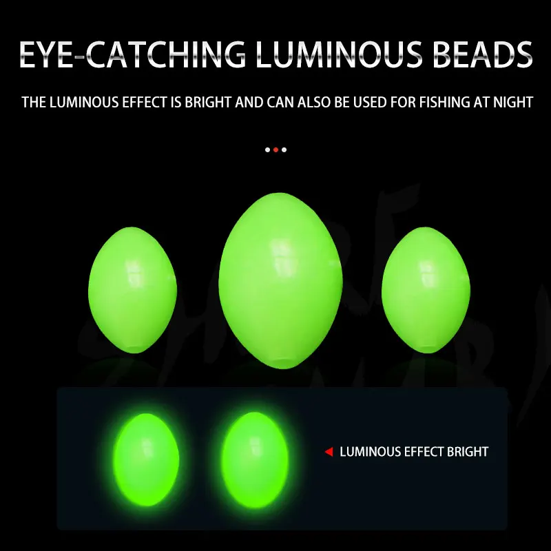 Kit de cuentas de accesorios de pesca, 900 unids/caja, plástico duro, verde, luminoso, cuentas ovaladas, aparejos de pesca de agua salada brillantes - imagen 5
