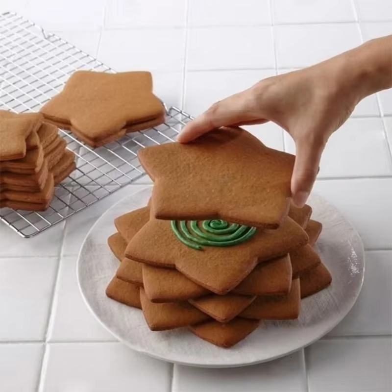 6 unids/set 3D DIY pentagrama árbol de Navidad galletas cortador de pastel molde conjunto herramienta de horneado para el día de Navidad - imagen 2