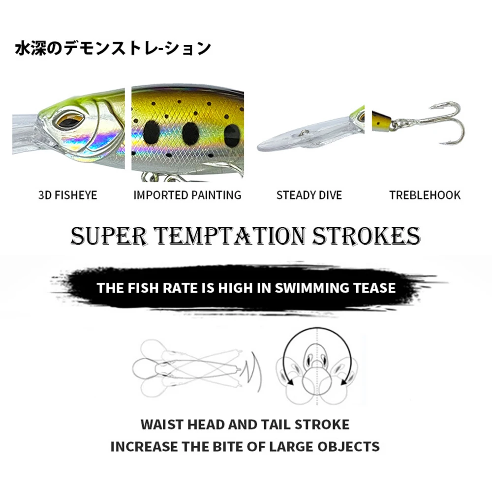 8,5 cm 18,2g Señuelos de Pesca flotante Minnow Wobbler fundición larga buceo profundo Swing Jerkbait cebo duro Artificial trucha lubina MN713 - imagen 5