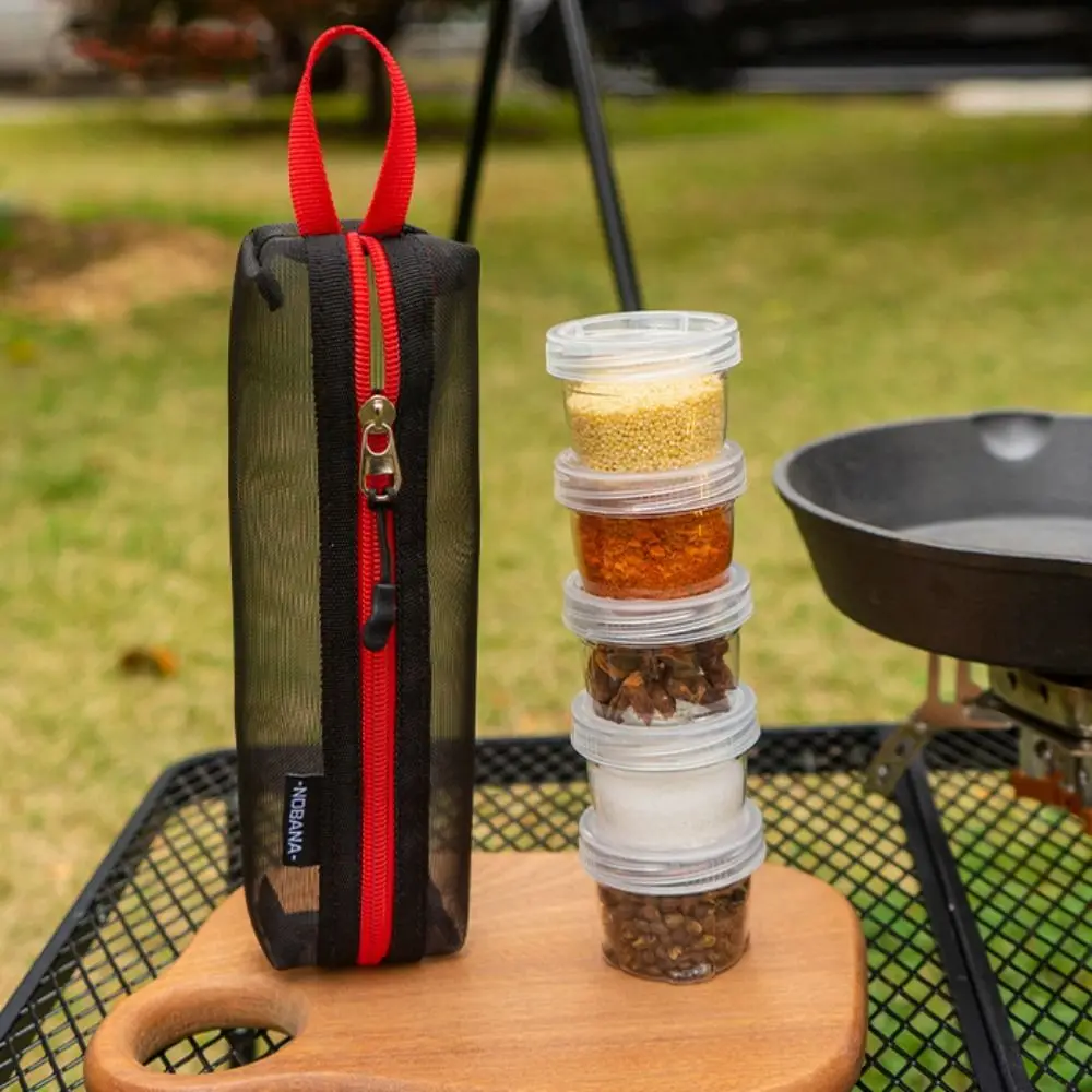 Juego de especias transparente para acampada, soporte para botellas de condimentos, contenedor de especias, bolsa portátil para contenedor de especias de viaje para barbacoa - imagen 5