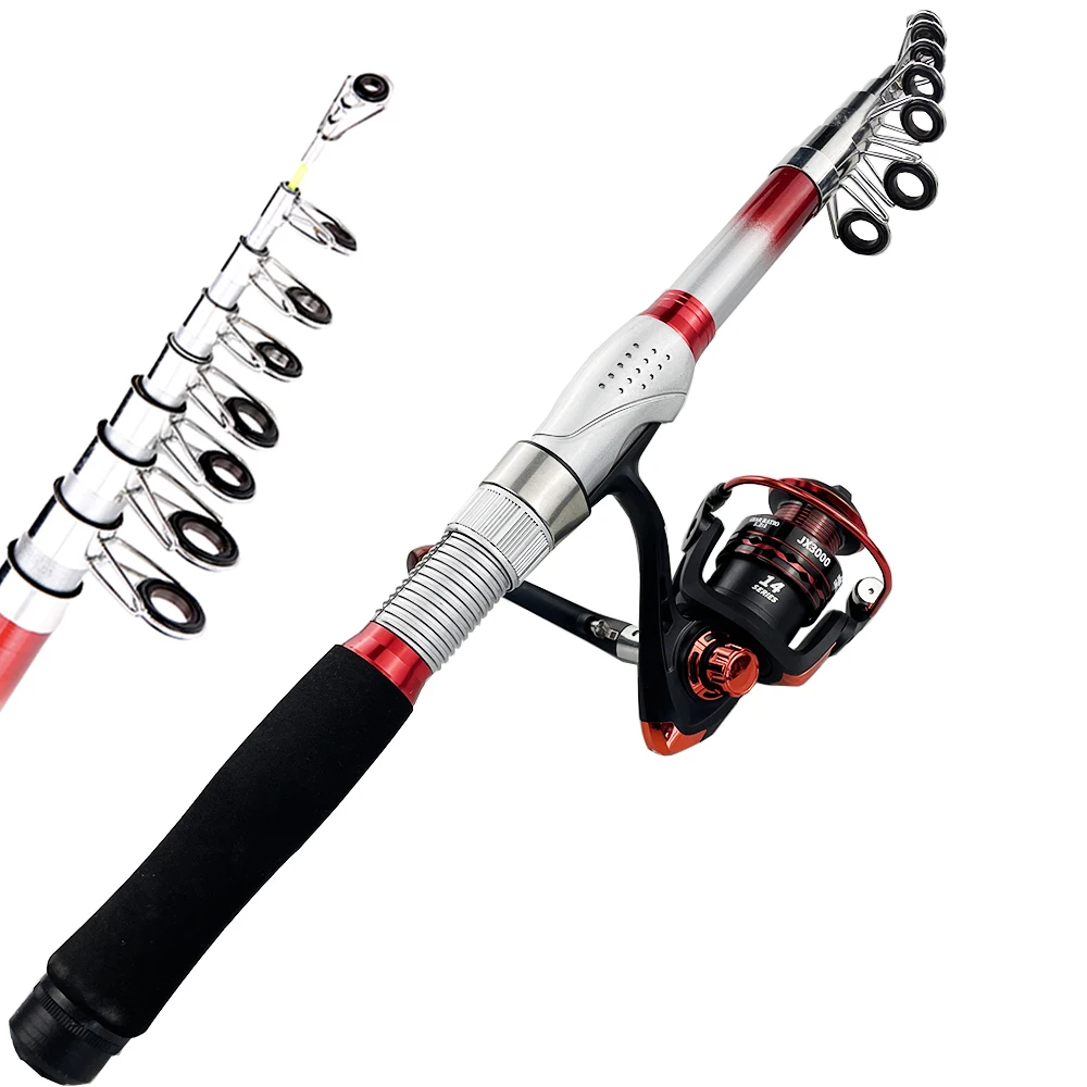 Experimente la emoción de la pesca con esta versátil y liviana Combo de caña de pesca y carrete
