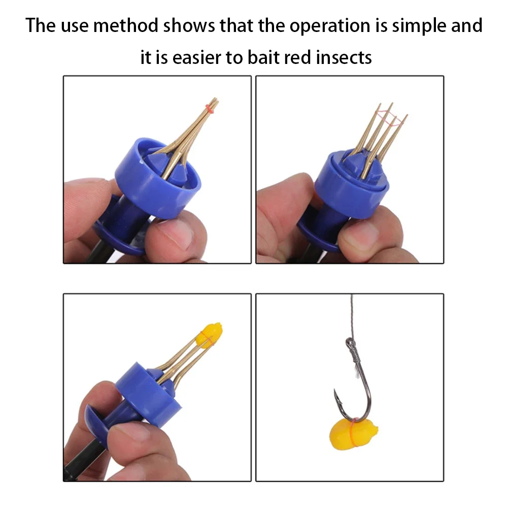 Clips portátiles de gusano de sangre, cebo de pesca de carpa, Clip de gusanos de tierra con banda de goma, señuelo de pesca, herramientas de aparejos de pesca de carpa - imagen 5