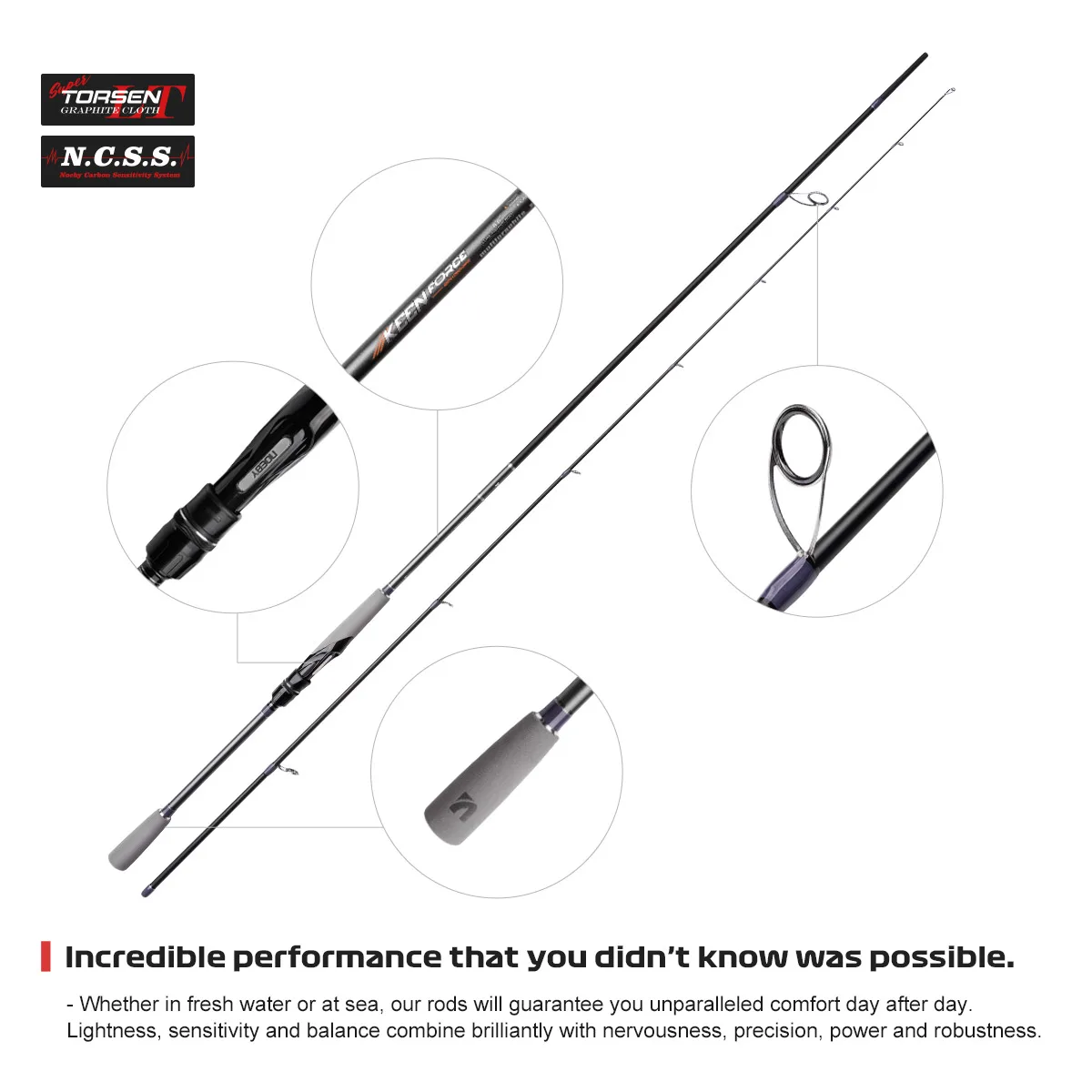 NOEBY Keen Force caña spinning – Carbono ultraligero para trucha y lubina - imagen 5