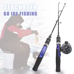 Caña de Pescar en Hielo de 50 cm, Fibra de Carbono Ultra Sensible, Empuñadura de EVA de 31 cm, Aparejos de Pesca de Invierno, Pesca de Perca y Trucha en Agua Fría