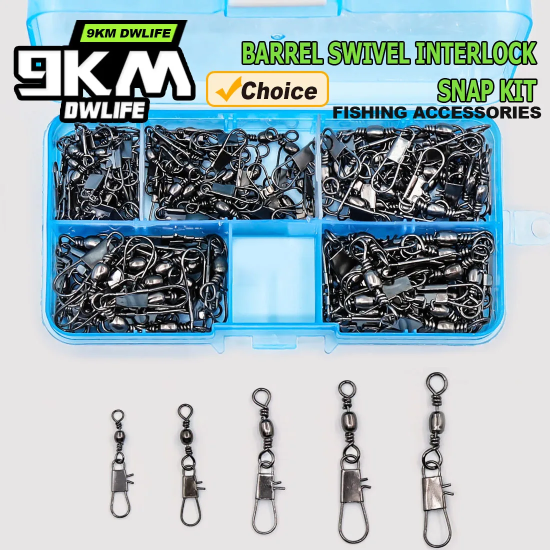 Kit de presión giratoria de pesca de 9KM, 50-200 Uds., broches de enclavamiento giratorios de barril, aparejos de pesca, conector de señuelo de línea líder para agua salada - imagen 2