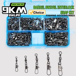 Kit de presión giratoria de pesca de 9KM, 50-200 Uds., broches de enclavamiento giratorios de barril, aparejos de pesca, conector de señuelo de línea líder para agua salada