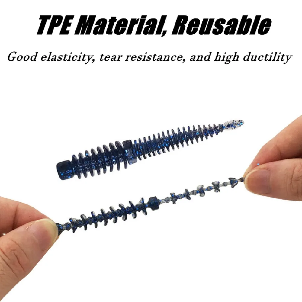 Cebos blandos de TPE, 8 Uds., contador de hilo, natación, Luya, cebo falso, cola de aguja, insecto suave, añadir olor a pescado, luz, baile, insecto, cebo de pescado - imagen 4