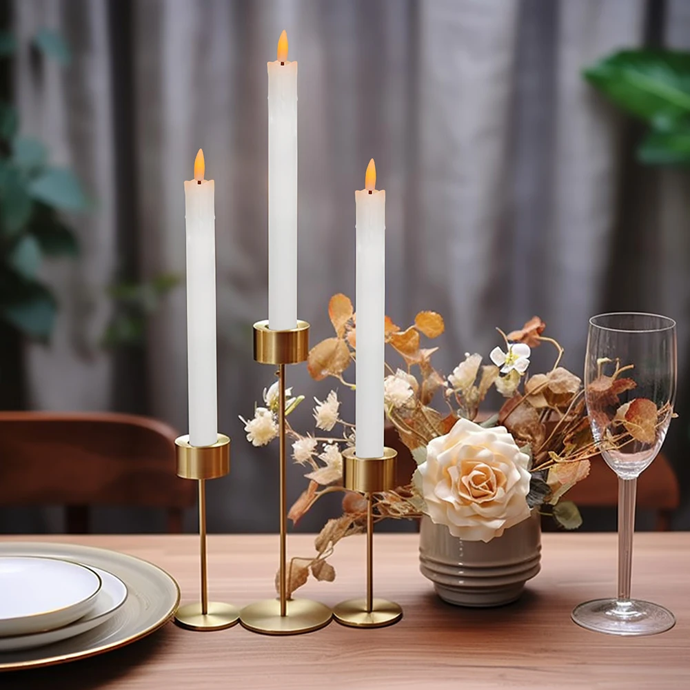 Velas cónicas sin llama con control remoto, candelabros LED con pilas de 10,6 pulgadas, velas parpadeantes para Navidad y boda - imagen 5