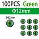 100pcs Green 12mm