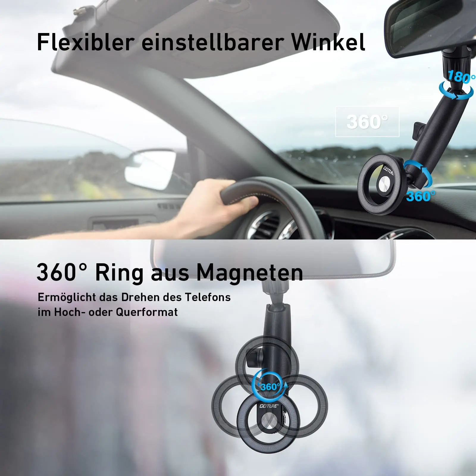 Soporte magnético Goture para teléfono de coche en espejo retrovisor - imagen 2