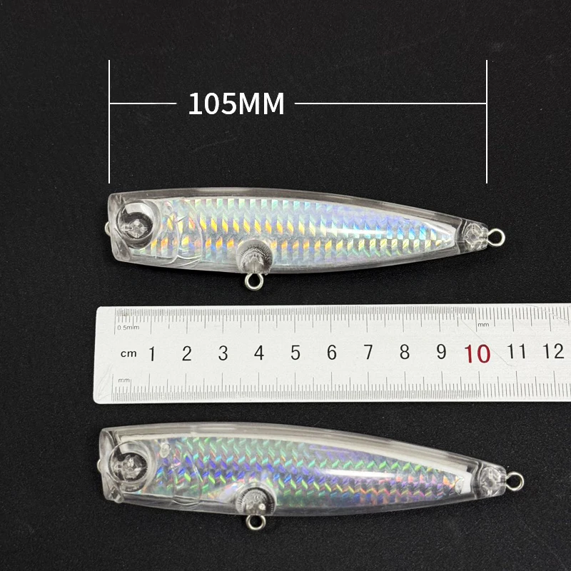 Señuelos de pesca Popper Topwater en blanco sin pintar, 20 piezas, 105mm, 20g, superficie de agua salada, Wobblers para Lucio, Swimbait de fundición larga - imagen 3