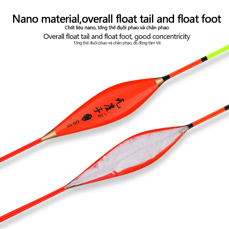 Nano flotadores y bobber vertical para lago y río – tubos y gancho - imagen 3