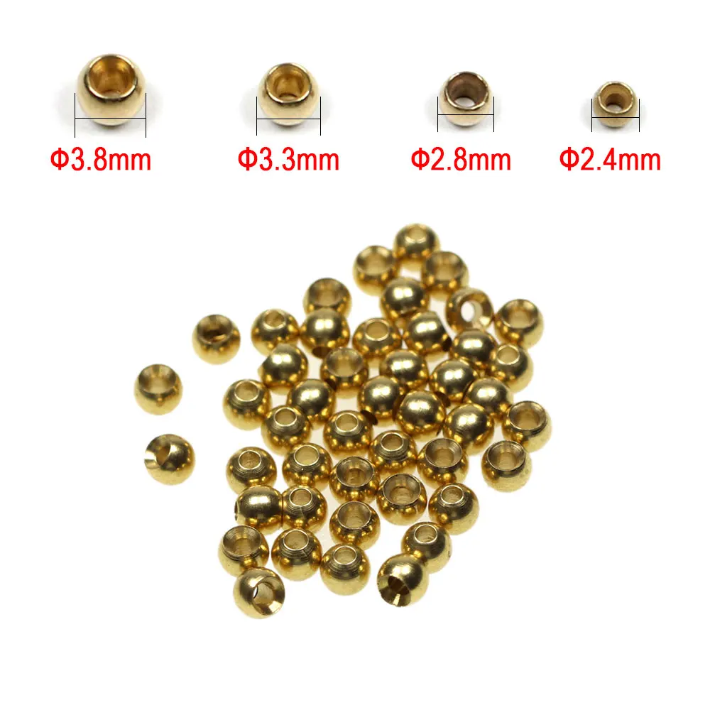 Bimoo 100 Uds 2,4mm 2,8mm 3,3mm 3,8mm cabeza de cuentas de latón serpentina de ninfa Bugger lanoso atado de moscas húmedas materiales de pesca de trucha - imagen 3