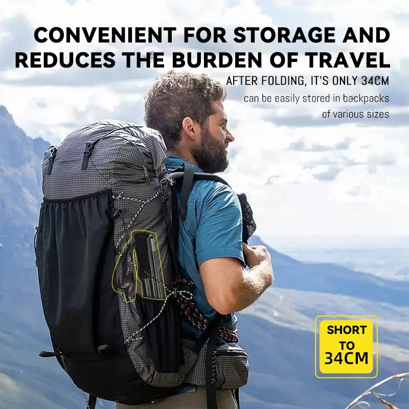 Palo de senderismo plegable ultraligero, bastón telescópico con bloqueo externo de aleación de aluminio, equipo de palo de escalada para senderismo al aire libre - imagen 3