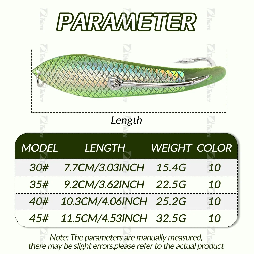 TOLU Spoon 3-4.5 pulgadas – Cebo metálico para jigging en aguas profundas - imagen 2