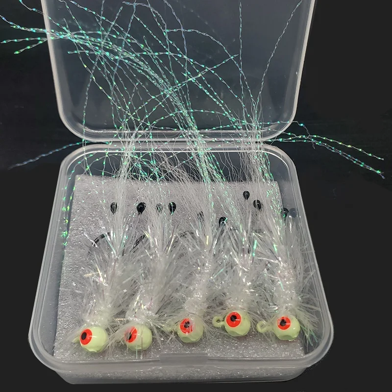 TAKEDO-Anzuelo de pesca, anzuelos luminosos, cebos artificiales para camarones, señuelo de pesca con mosca, pesca en hielo para trucha, 2G, 5G, 10G, 5 uds. - imagen 5