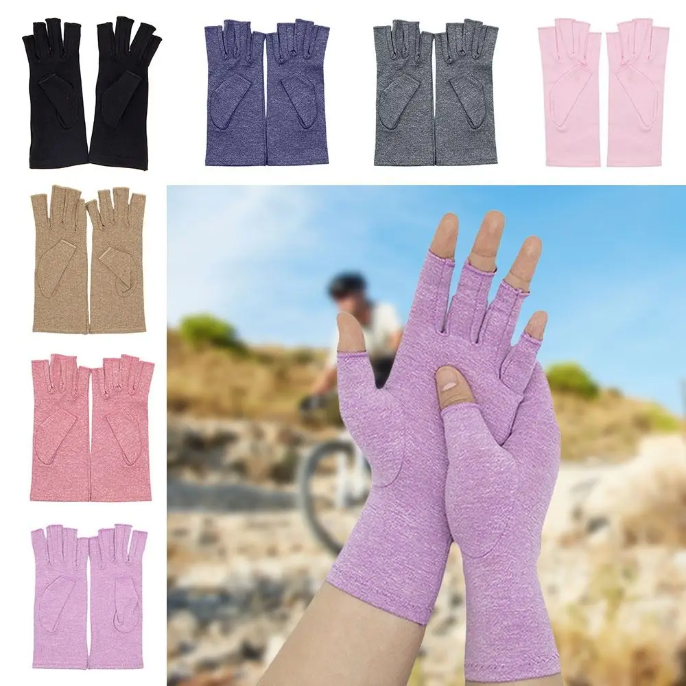 Guante transpirable sin dedos para artritis, cómodos guantes de compresión para terapia, guantes antideslizantes para pantalla táctil