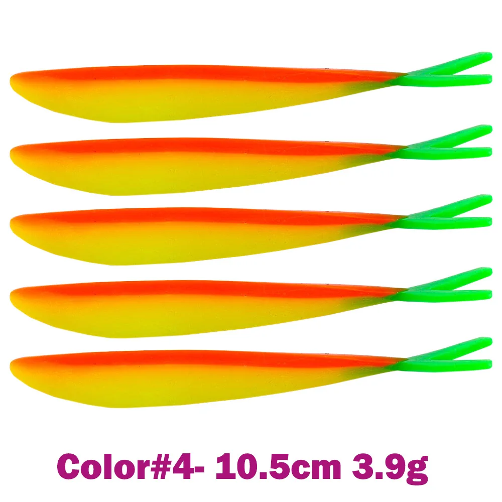 Señuelo de pesca de silicona suave, 5 uds., 10cm, 3,9g, pececillo, gusanos de agua dulce y salada, Wobblers, Walleye, cebo Artificial, aparejos de lubina, plantillas - imagen 5