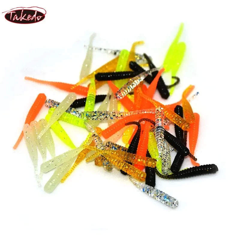 TAKEDO-Cebo de plástico blando LD23, 40mm, 0,4g, 10 unids/lote por bolsa, Material TPR, cola de aguja, para pesca - imagen 3