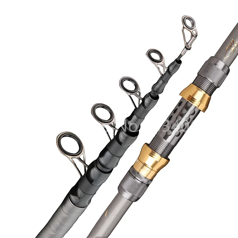 Cañas de pescar telescópicas de fibra de carbono, aparejos de pesca telescópicos giratorios, 2,1-3,6 m - imagen 2