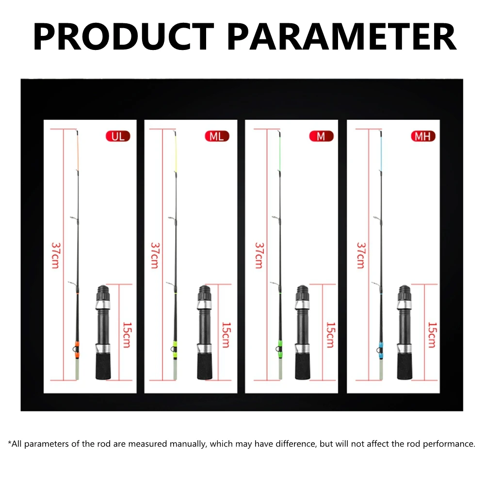 Caña de pescar en hielo para invierno, carrete de pesca UL ML M MH, caña de fibra de vidrio, herramientas de pesca de punta plana - imagen 3