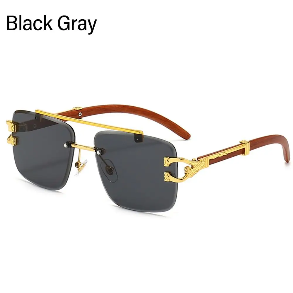 Gafas de sol cuadradas con cabeza de guepardo para hombre, lentes polarizadas a la moda, sin montura, UV400, leopardo, 1 unidad - imagen 2