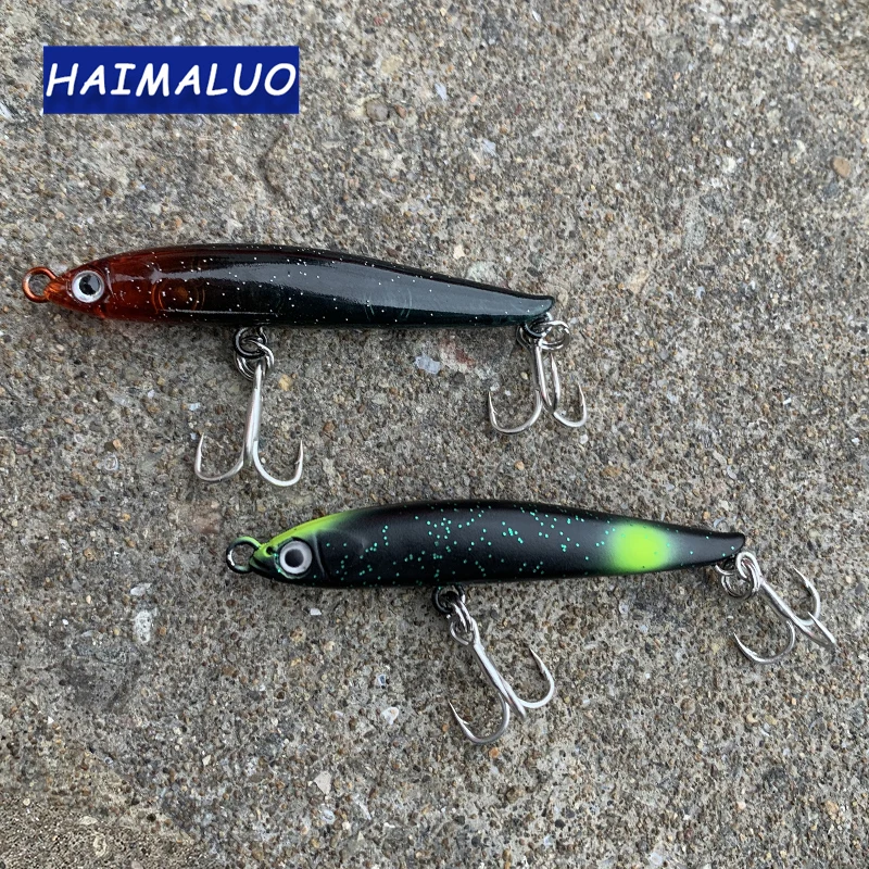 HAIMALUO 55mm/3g lápiz Minnow señuelo de pesca cebo duro buceo hundimiento anzuelos triples cebo Artificial señuelo duro pesca en roca - imagen 3