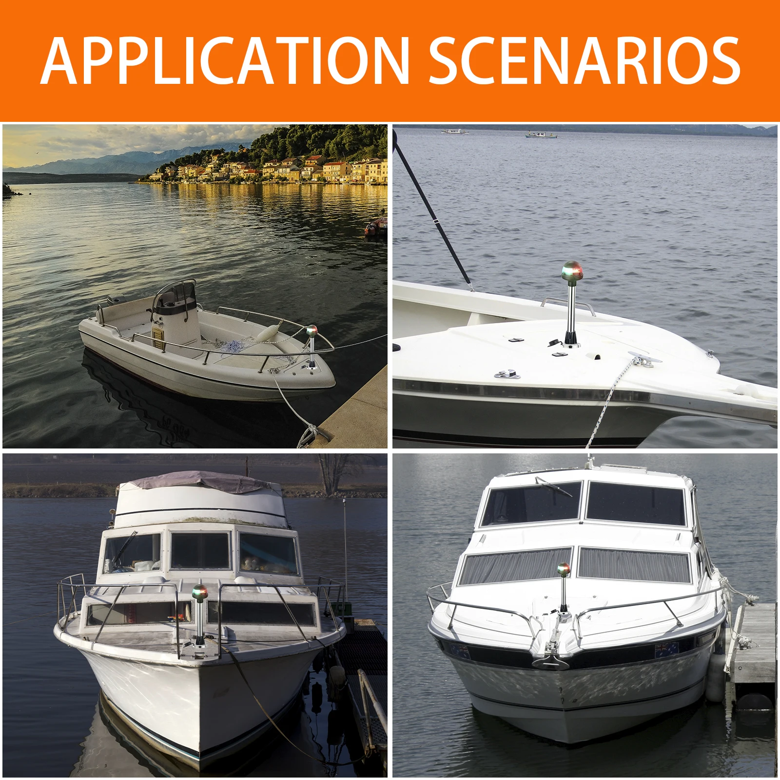 Luz de proa, luces de navegación para barcos, LED rojo y verde, poste de luz extraíble, Base de montaje enchufable de 2 pines, DC12V 12 pulgadas - imagen 3