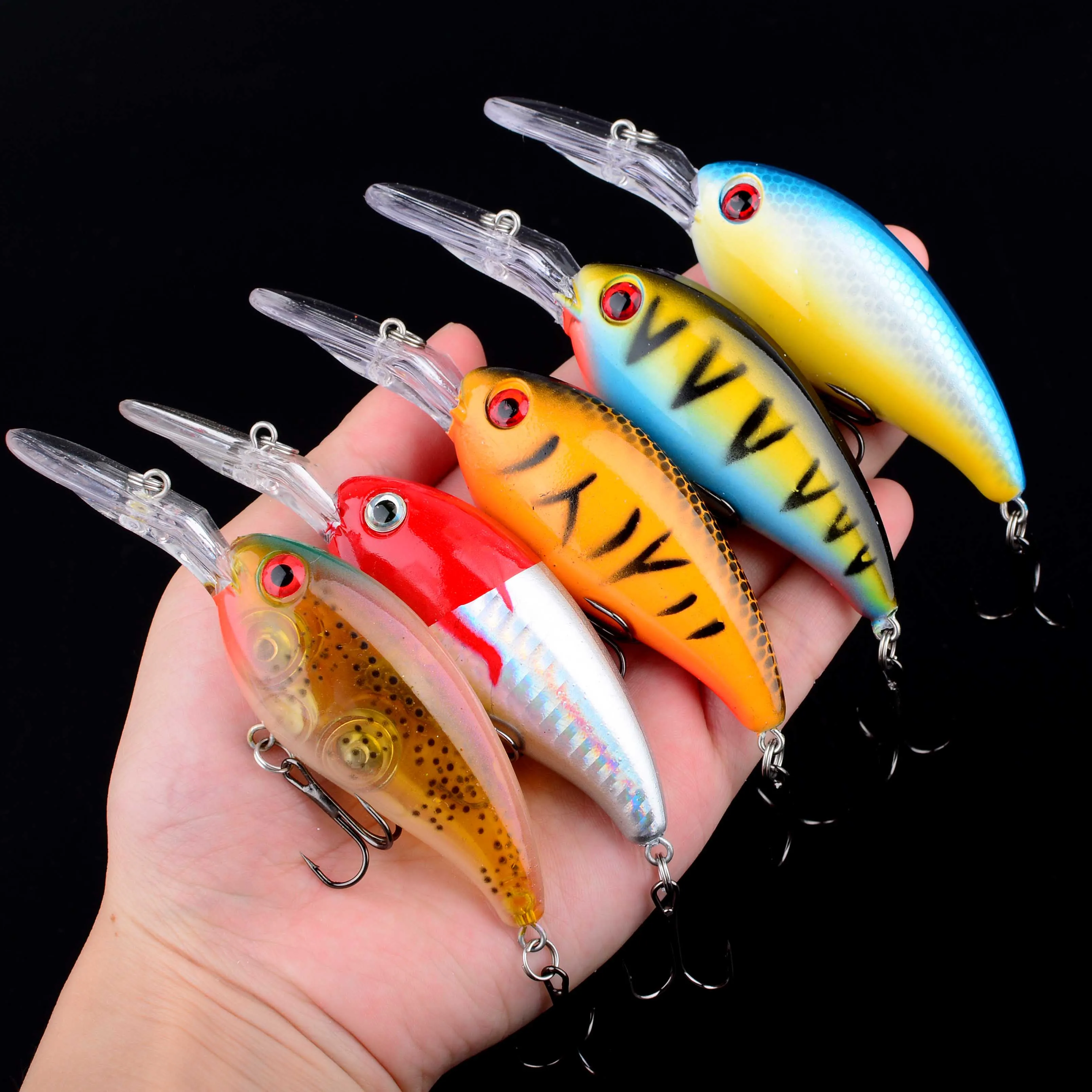 14 Uds. Señuelos de Pesca Crankbait realistas anzuelos de Pesca aparejos Wobbler manivela cebo duro Artificial - imagen 4