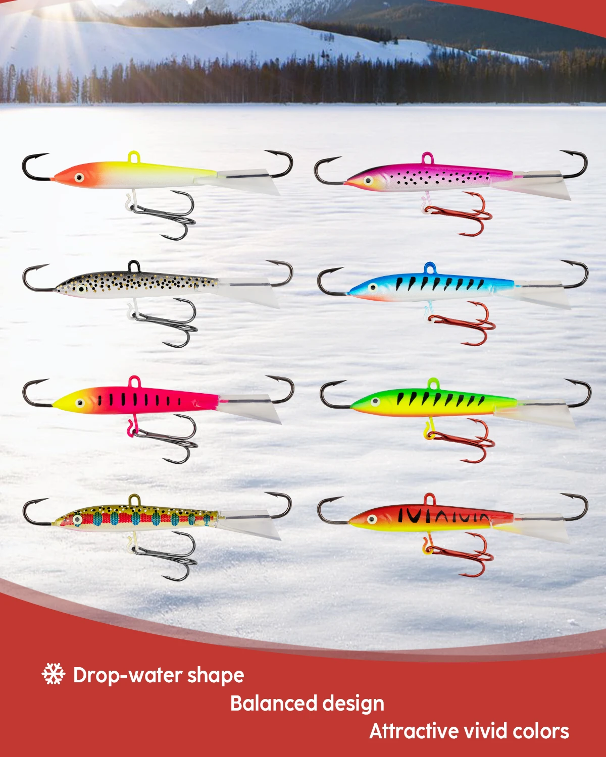 THKFISH-Juego de anzuelos de pesca en hielo, 4 piezas, Vertical, para invierno - imagen 3