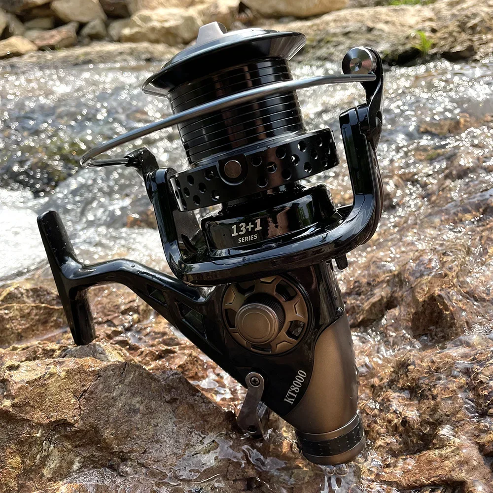 Carretes de Surf para pesca, el mejor carrete de Metal para bagre, rueda de pesca giratoria, carrete de carpa de agua salada, freno doble para aguas grandes, 3000-4000 - imagen 4