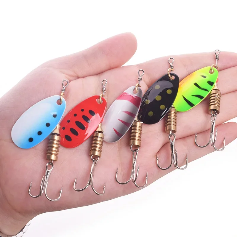 5 unids/set en caja Spinner cuchara cebo de Metal señuelo de pesca 3,5g 5,5g cebo duro Artificial para lubina Wobblers Crankbaits aparejos de pesca - imagen 3